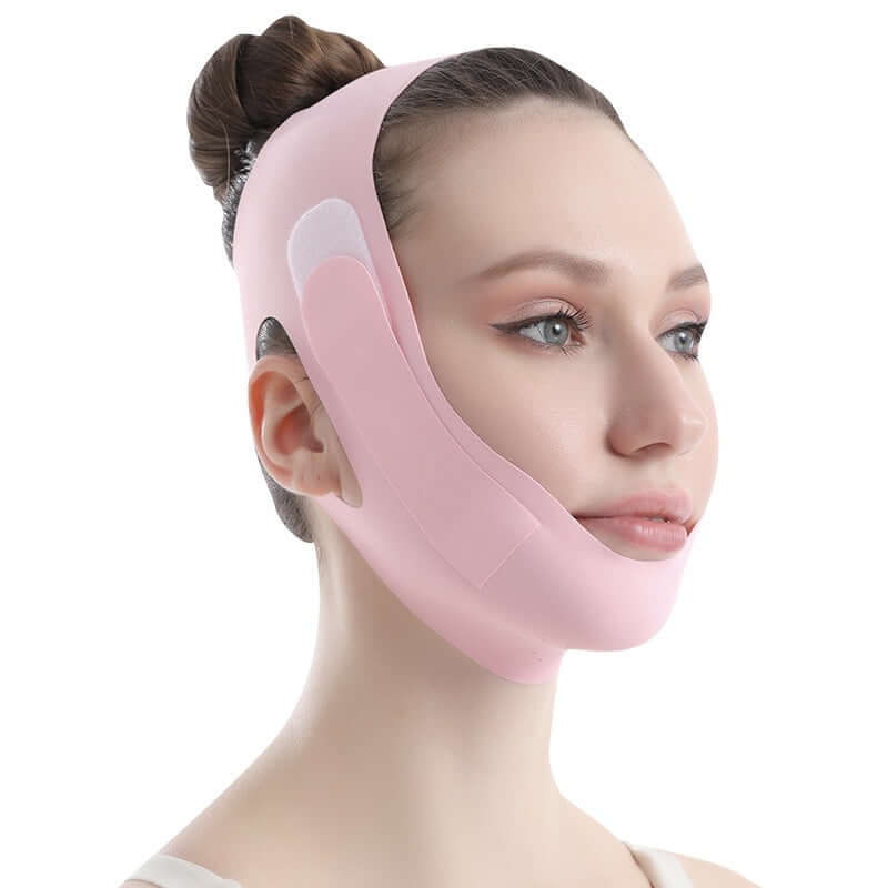 VivaChin™ Double Chin Lifting Mask displayed on a model, designed to firm and tighten chin and neck skin.