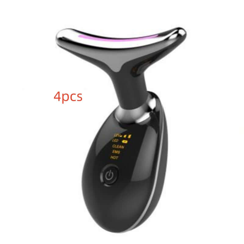 Black electronic device with a curved design on a white background