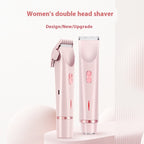 Pink women's double head shaver on a white background
