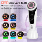 7-in-1 skin care tool with multiple modes on a light purple background