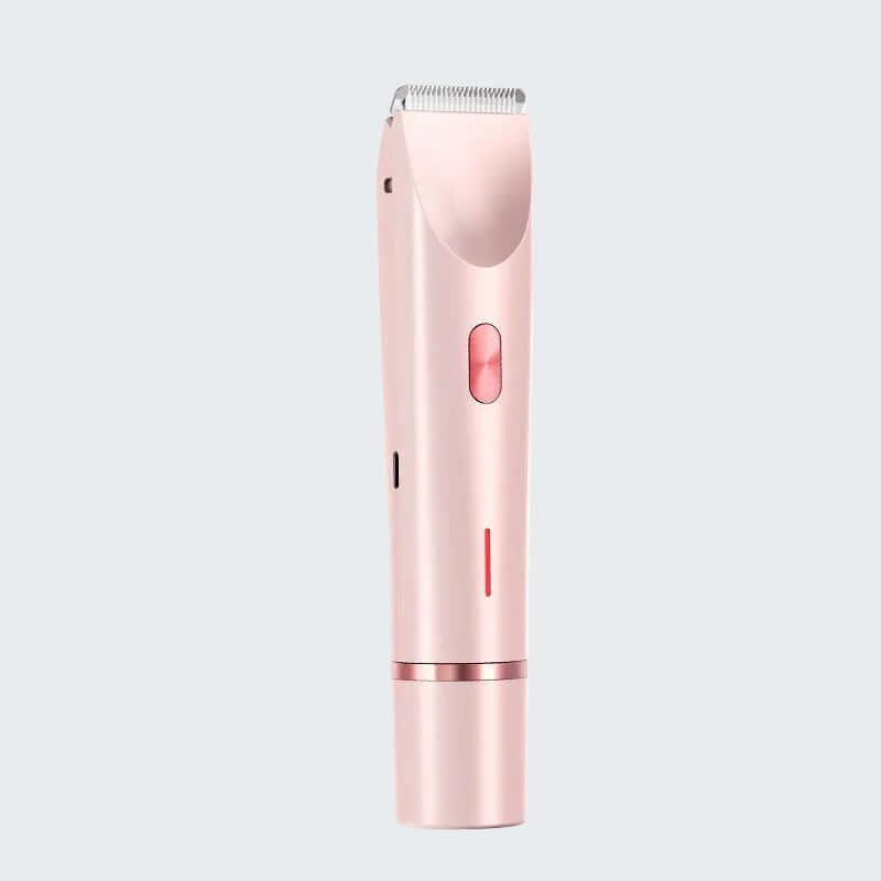 Rose gold hair trimmer on a light gray background