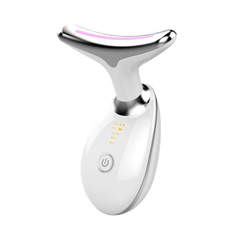 White and silver facial massager on a white background